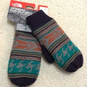 NWT THE NORTH FACE Fair Isle mitts M/L